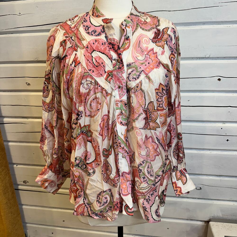 EE:SOME Paisley Floral Blouse Women’s S Sheer Boho NWT